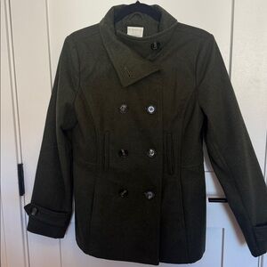 Nordstrom pea coat in dark green sz M, Great condition
